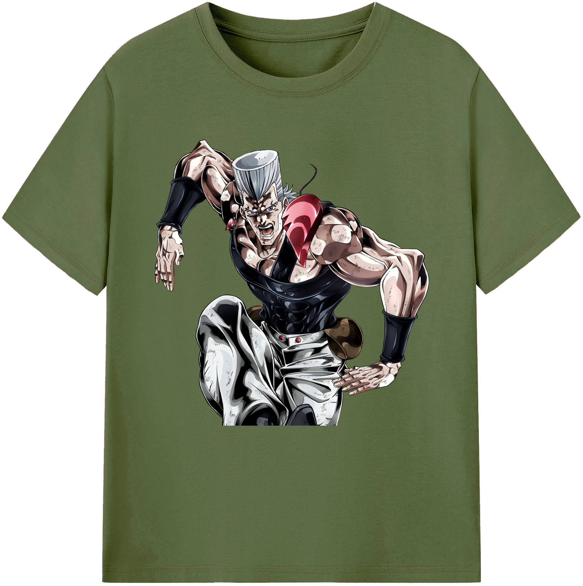 （画像用） ジョジョの奇妙な冒険 ジャン＝ピエール?ポルナレフ JoJo's Bizarre Adventure Jan Pierre Polnareff 綿100％半袖Tシャツ（フロントプリント）